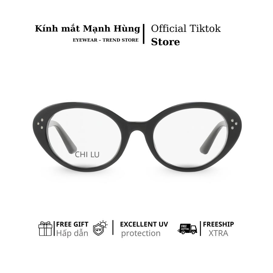 Gọng kính oval đen CHILU YC127 – phong cách cổ điển, thời trang unisex, thời trang nam nữ