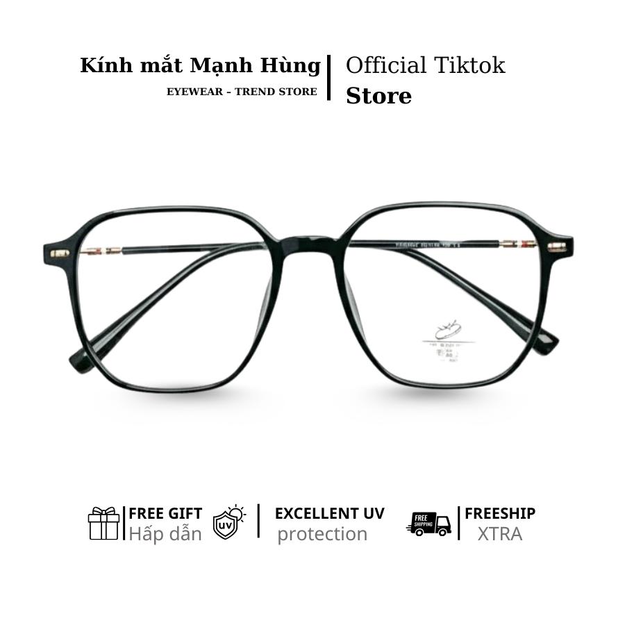 Gọng kính form vuông trẻ trung – chất liệu nhựa dẻo siêu nhẹ khó gãy, đeo êm thoải mái, phù hợp cả nam và nữ phong cách Hàn