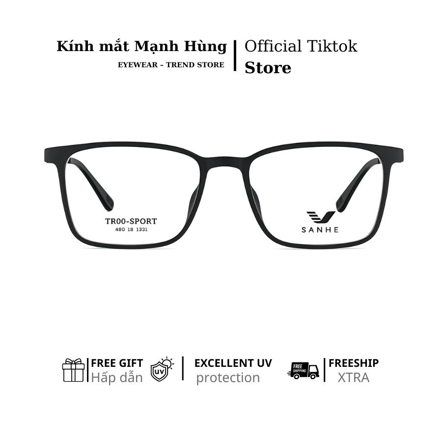 Gọng Kính Nam Nữ TR90-Sport SanHe – Dáng Vuông Thời Trang, Siêu Nhẹ, Chống Va Đập